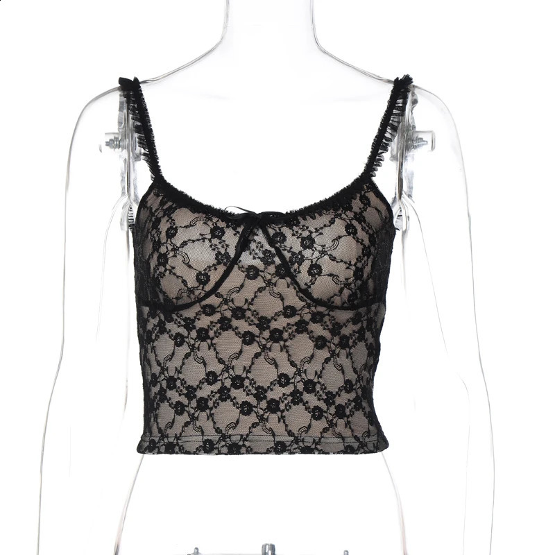 Lygens Lace Sexy Y2K Camis Slim High Waist Tops Summer Streetwear Party Outfits Wholesale Korean Casual Clothing 240819