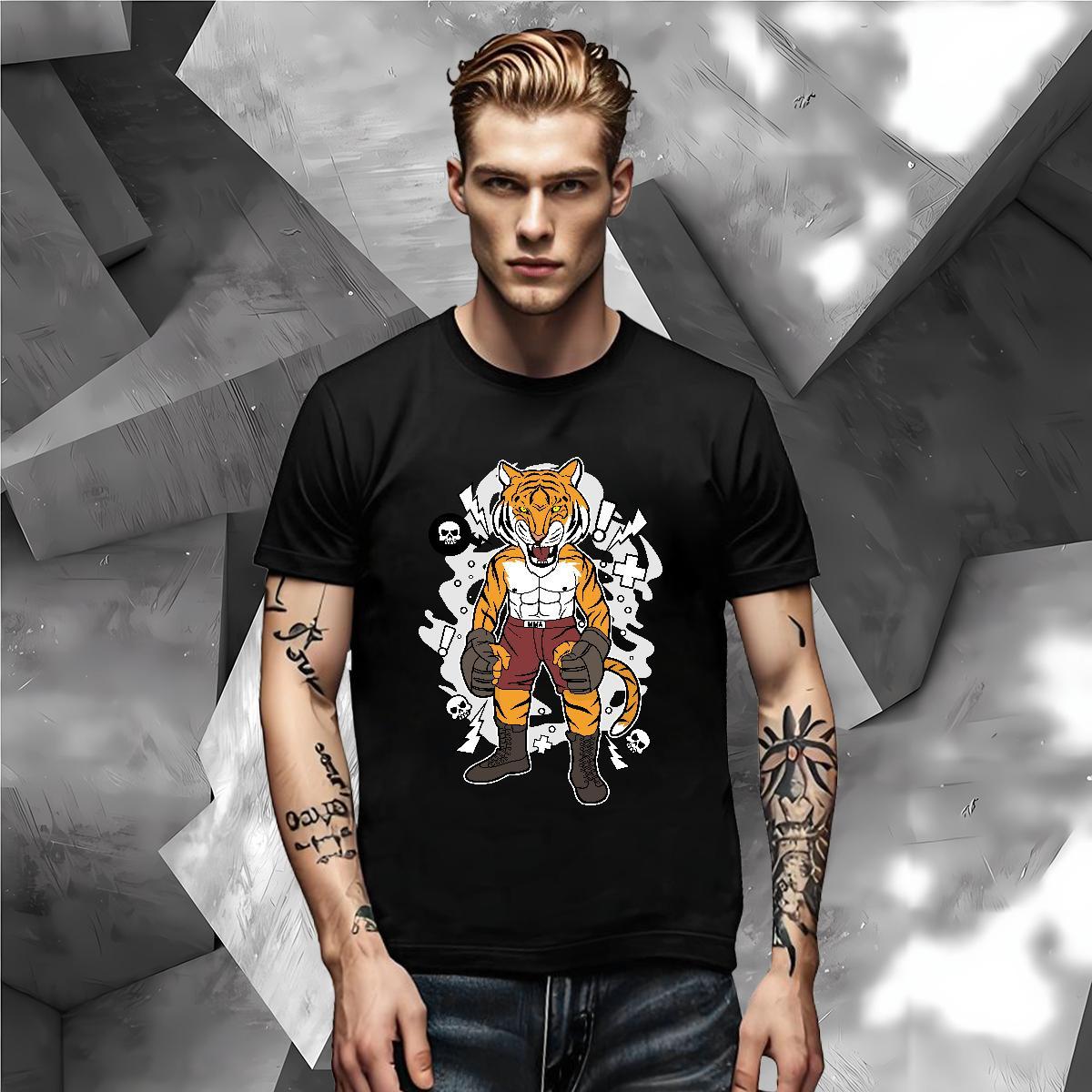 Classic Casual Mens Tshirts angry Street wear Hip Hop 230g Pure Cotton Tops Tees Breathable Short Sleeve Comfortable T-Shirts for Men Anime Print