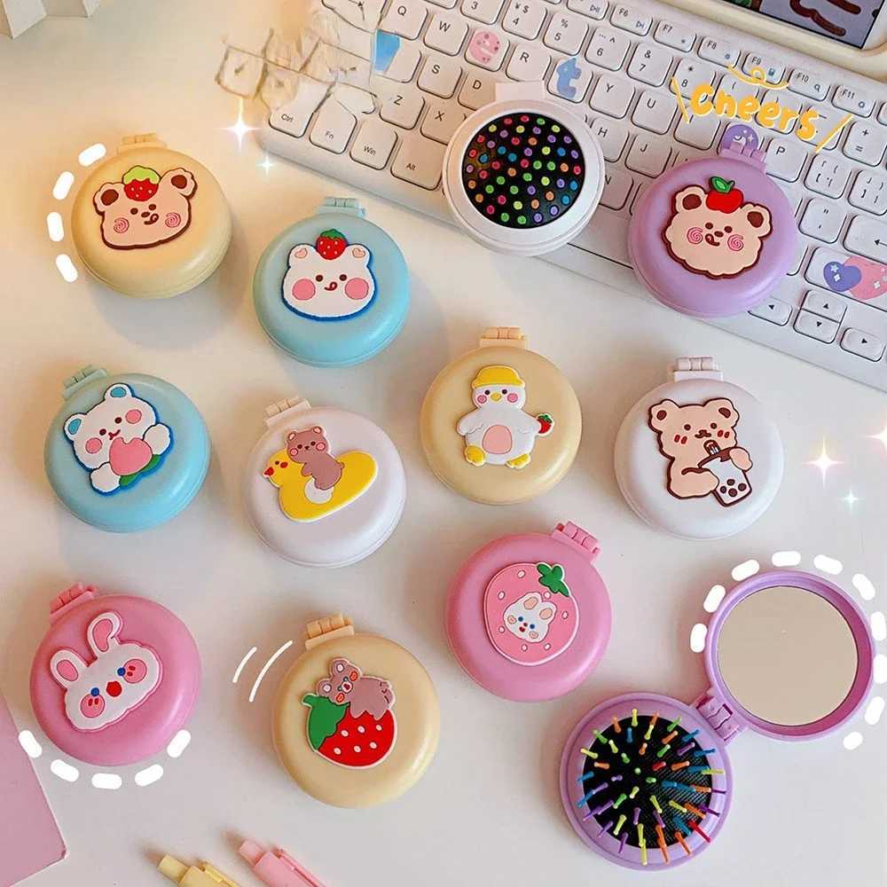 1pcs Silicone Single-Sided Portable Makeup Mirror With Girl Folding Small Round Mirror Mini Size Y240819