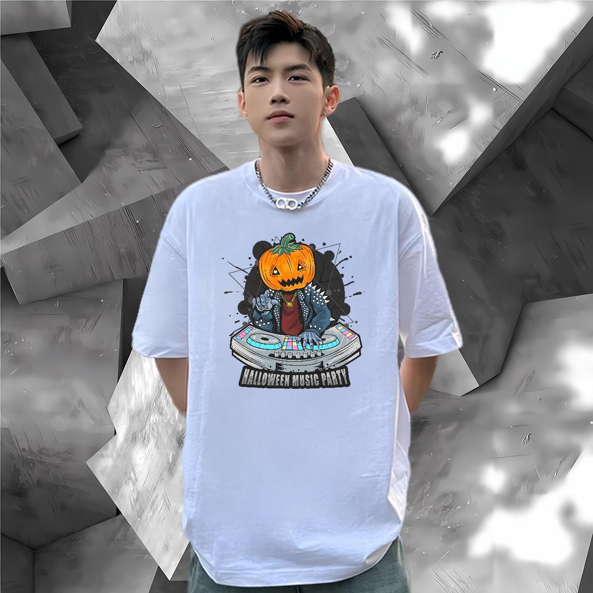 Classic Tshirt for Man Woman pumpkin Summer Casual 230g Cotton Clothes Breathable Soft Loose Fit T Shirt For Man Oversized 4XL