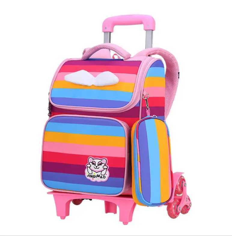 children school Trolley backpack Bag for Girls school Rolling backpack bag wheels School wheeled backpack bag for girls student Y240820