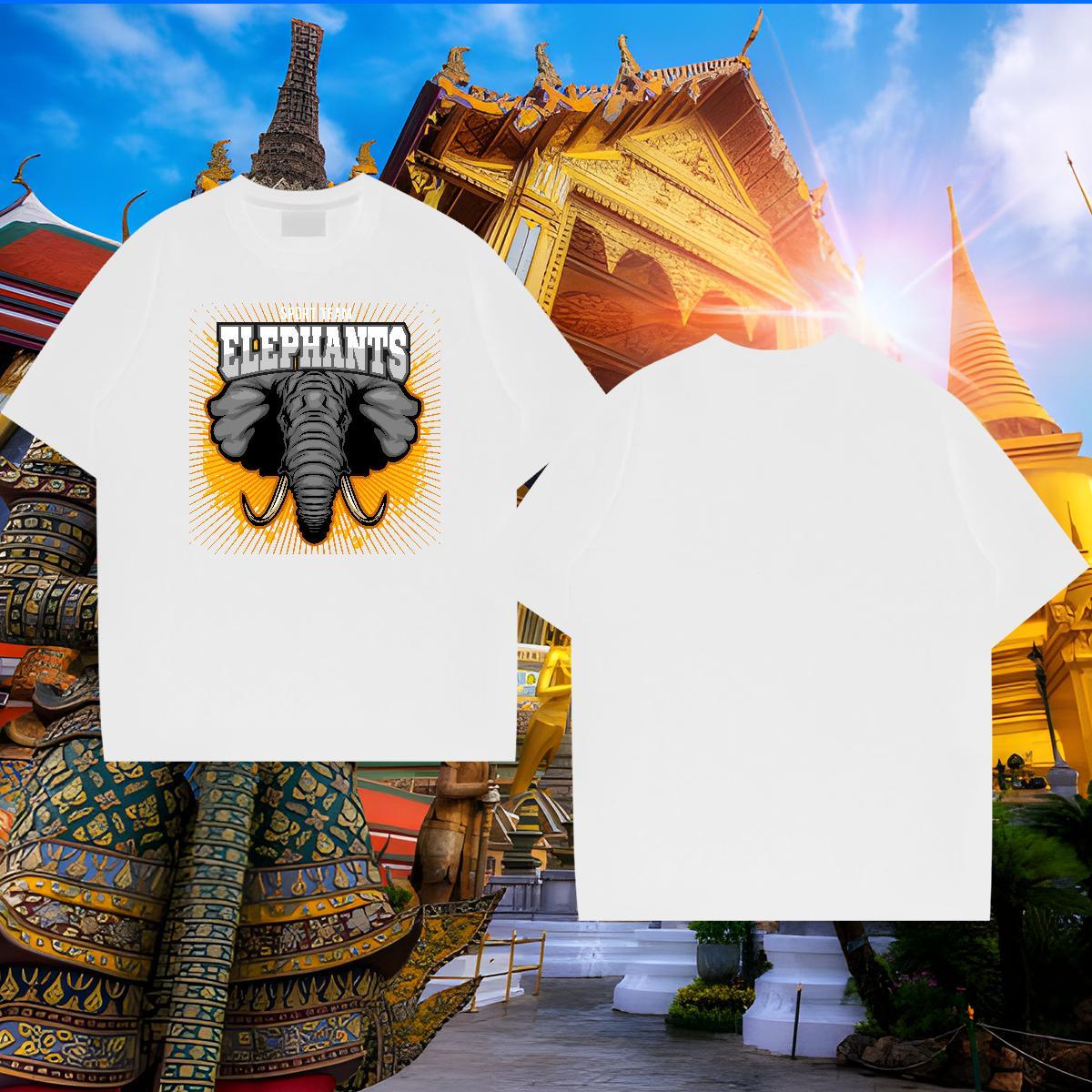 Popular T Shirts Men elephant O-Neck Short Sleeve Beach Plus Size Custom 230g 100% Cotton Men Clothes T-Shirt Fashion Design Tees Shirts