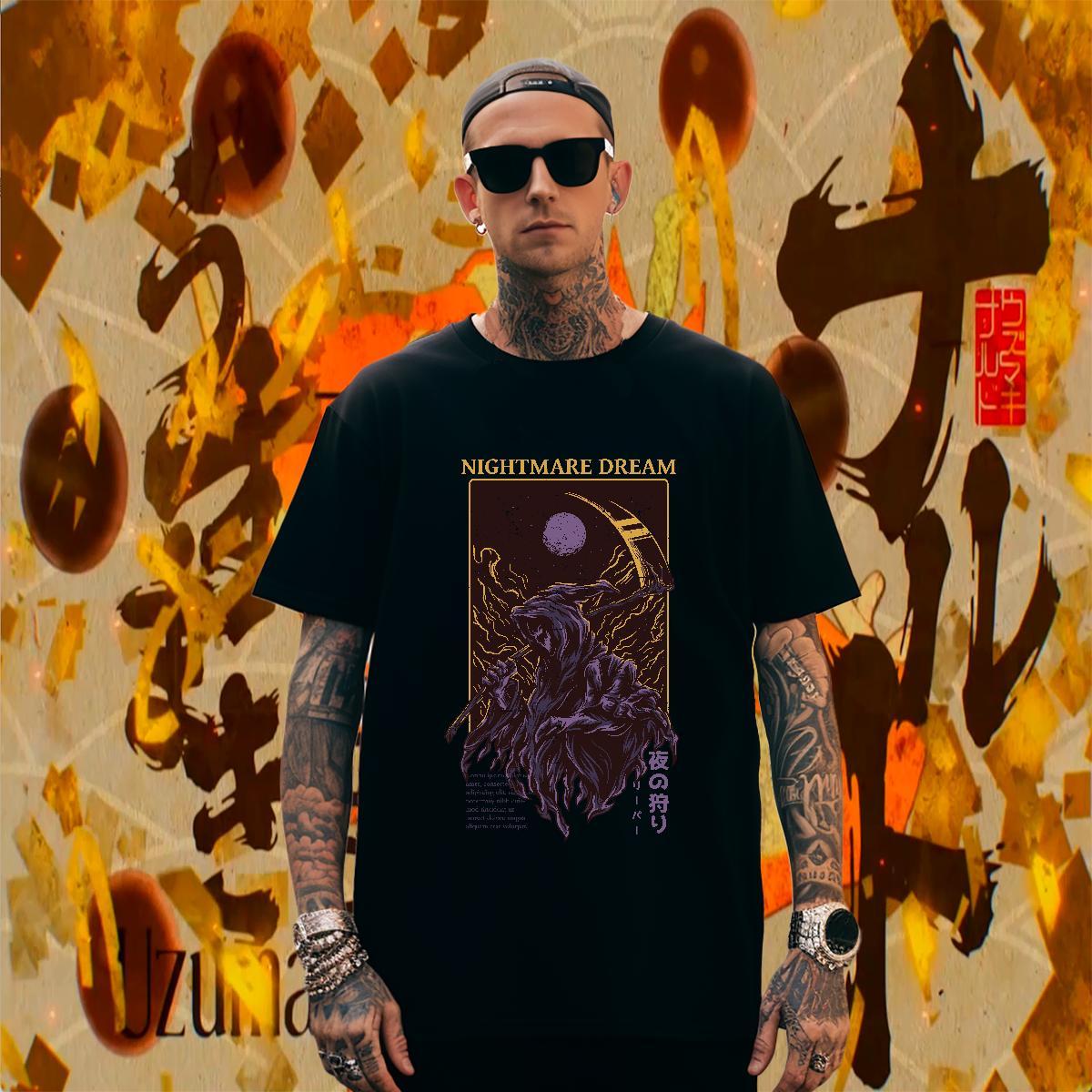 T Shirts Men 230g Cotton cartoon Beach Crew Neck Breathable Black Oversized Men Tshirts Designer Fashion Brand Tops Shirt