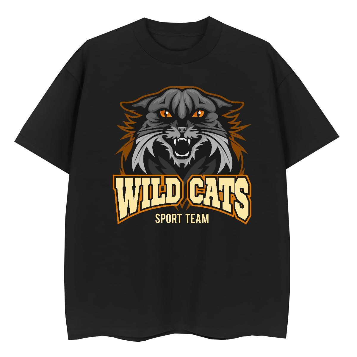 Brand Men T Shirts wild cat O-Neck Short Sleeve Casual Beach Oversized 4XL 100% Cotton 230g Men Clothes T-Shirt Fashion New Tshirts