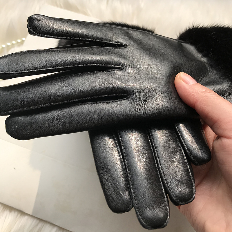 Genuine Women's Real Mink Fur Gloves - Soft Sheepskin Leather for Winter Warmth Men's glove Touch screen