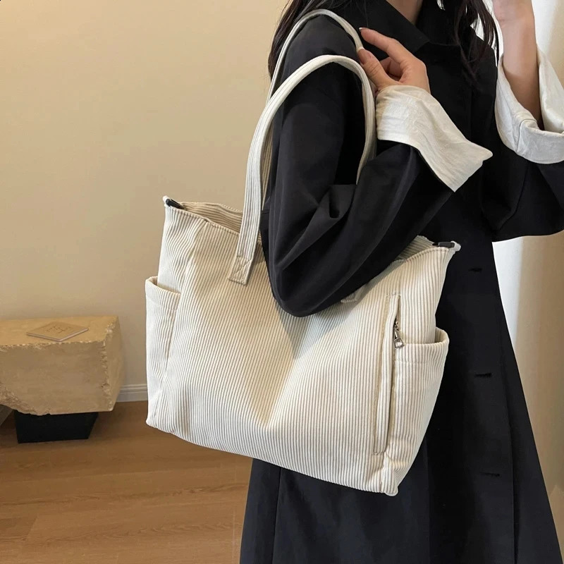 Womens Corduroy handbag large capacity handbag womens handbag 240819