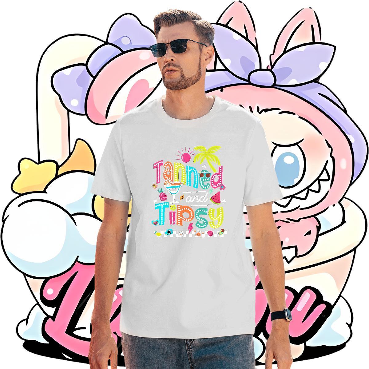Fashion colored drawing Men Tees 230g 100% Cotton Mens T Shirts DIY Anime Spring Summer Short Sleeve Soft Classic Wear
