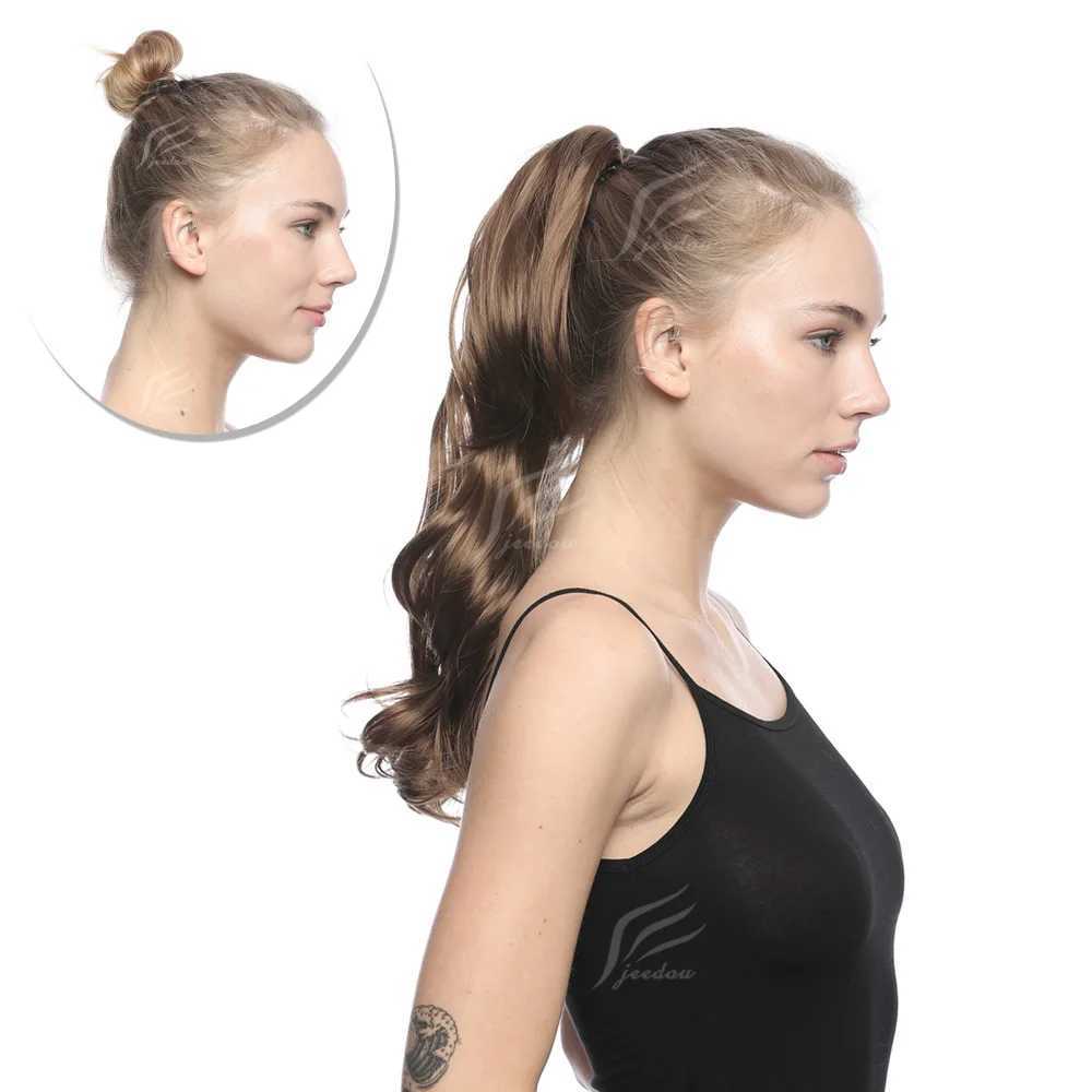 Zolin synthetic long wave ponytail extension claw clip ponytail black hair suitable for women W240817