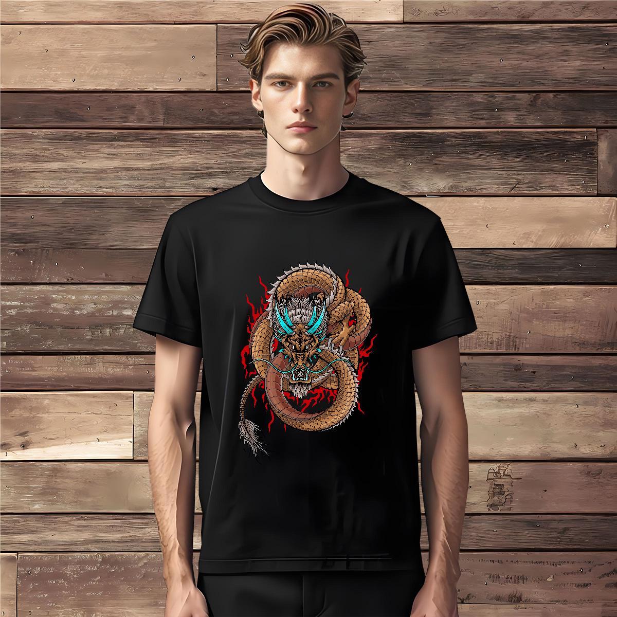 Mens T Shirts 230g Pure Cotton dragon Home Outdoor Breathable Short Sleeve Custom Print Oversized Men Tees New Arrival Unisex Tops Tees