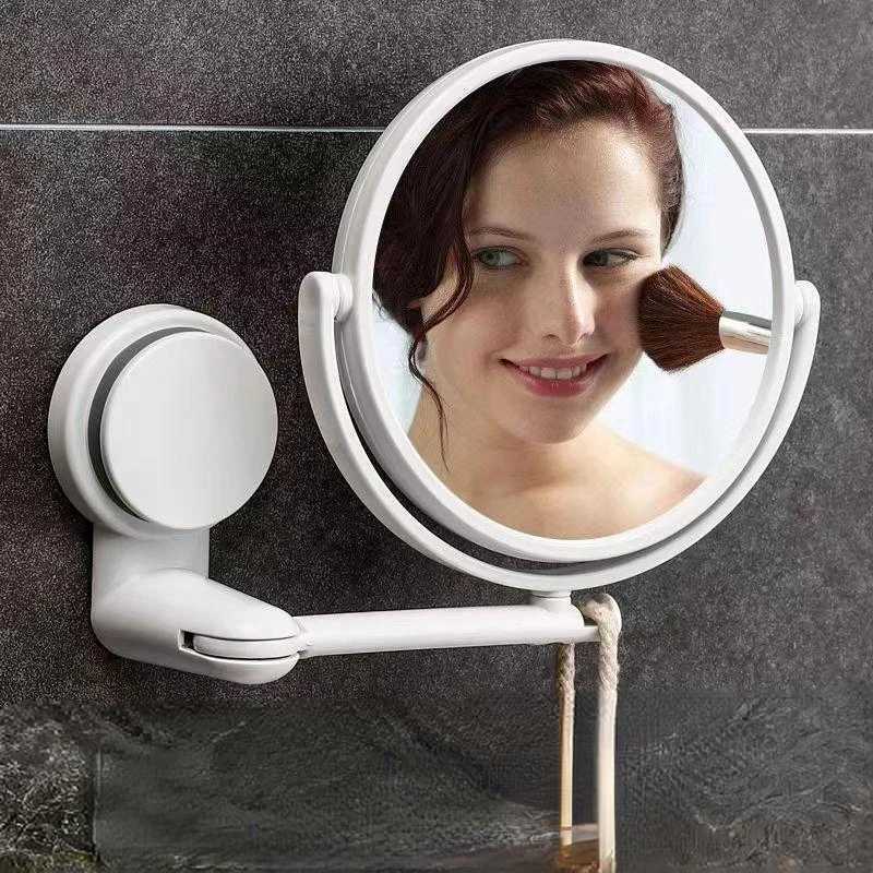 Wall Mirror Folding Arm Extend Bathroom Mirror Without Drill Swivel Bathroom Mirror Suction Arm Double Side Cosmetic Makeup Y240819