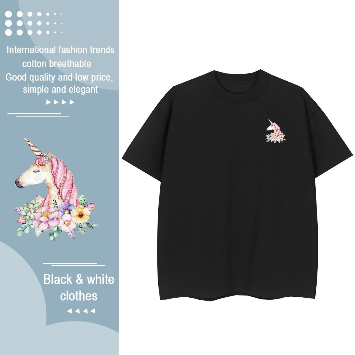Fashion Design Couples T Shirts horse Sport 230g Cotton Tshirts Short Sleeve Soft Comfortable T-Shirts White Plus Size