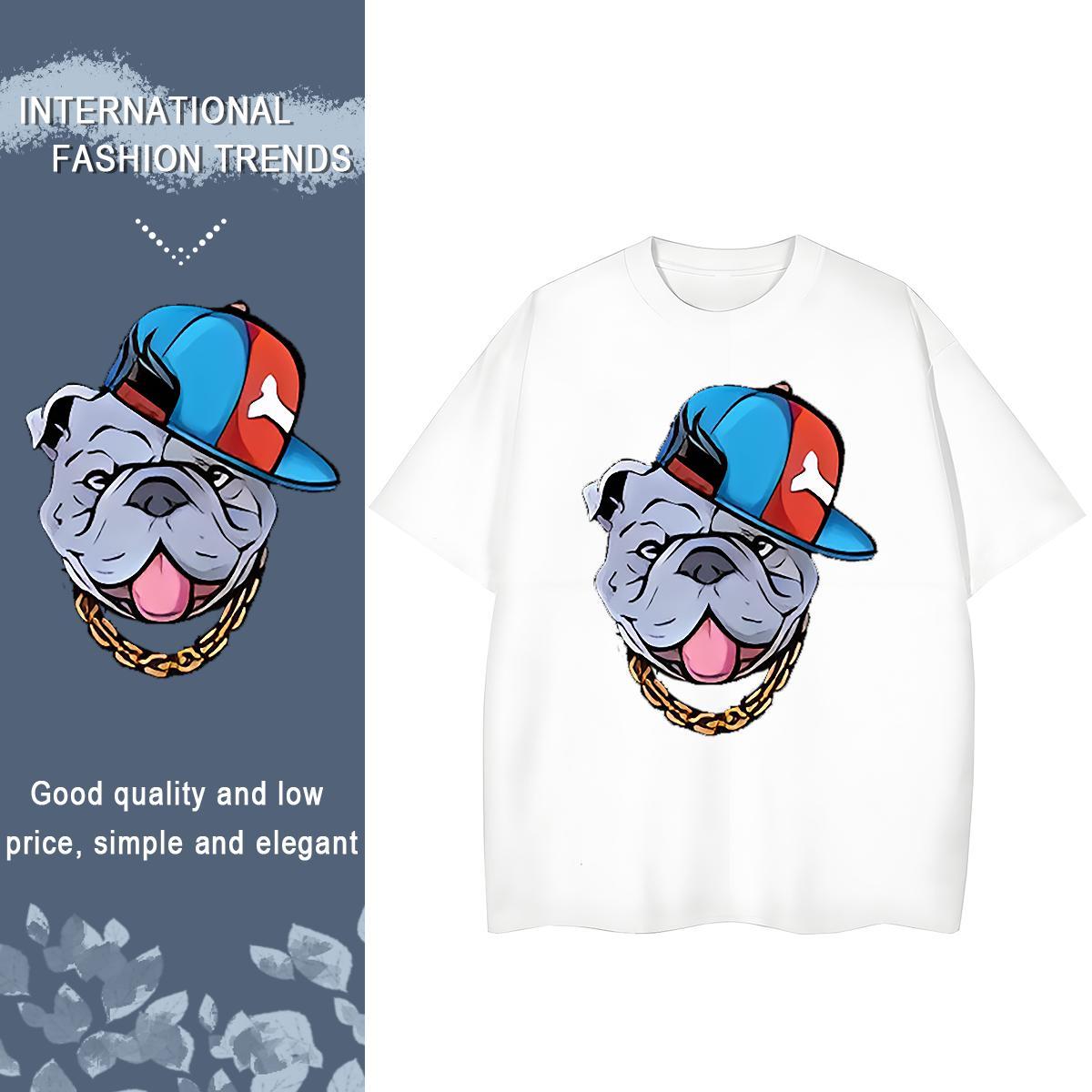 Fashion New Couples T Shirts Spring Summer Breathable Short Sleeve Tops Shirt Wholesale 230g 100% Cotton dog Customized Woman T Shirts