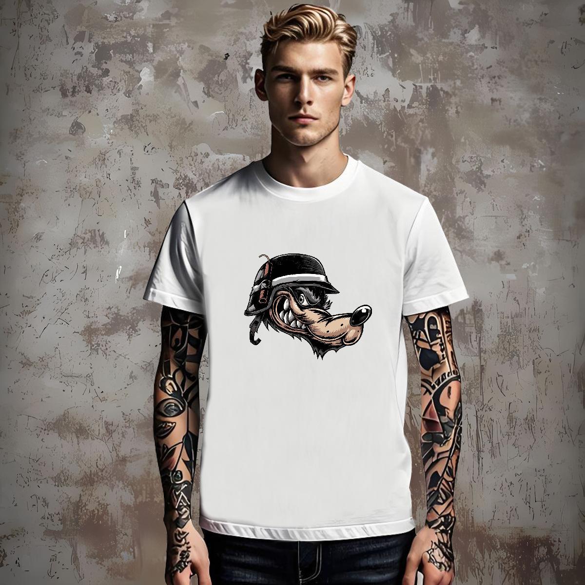 Designer Fashion Men Tops Tees wolf Hip Hop Street 230g Pure Cotton Tee Shirt Breathable Short Sleeve Loose Mens T Shirts Custom Print Plus Size