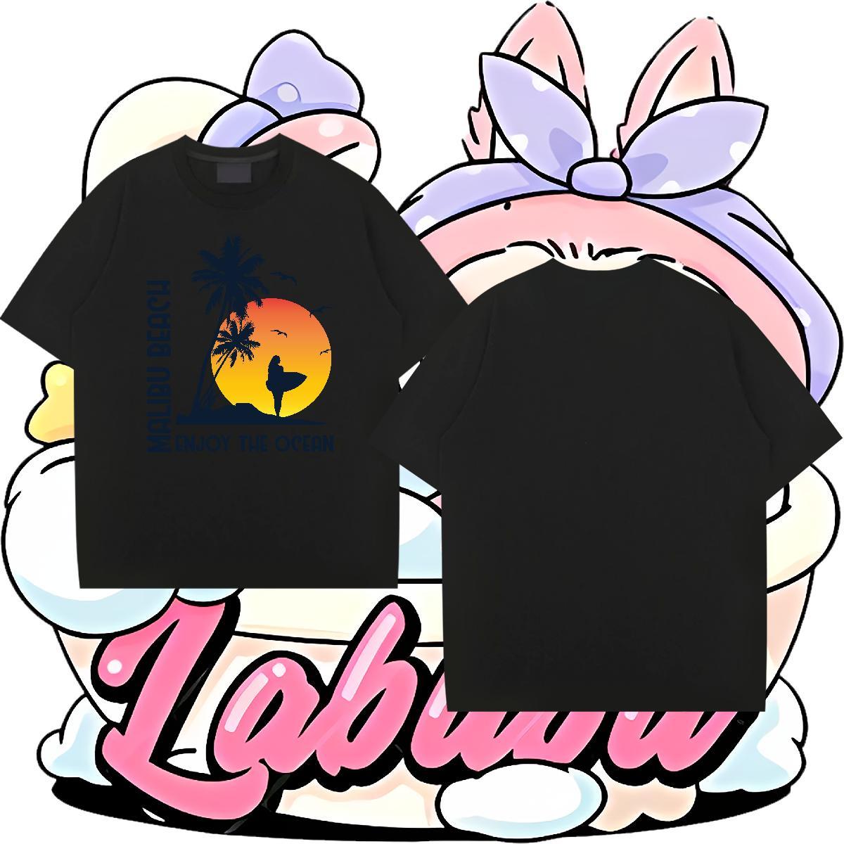 Comfortable Men Tees Spring Summer 100% Cotton 230g Custom Cartoon Breathable Crew Neck beach T-Shirts New Polos