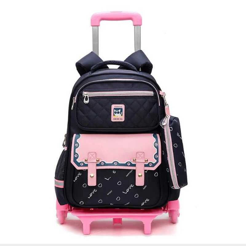 School trolley bags kids wheeled backpack for school bag with wheels Children travel trolley bags School Rolling backpack Bags Y240820