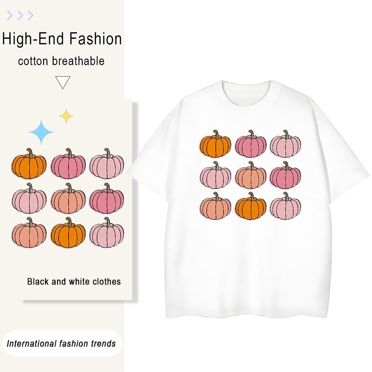 2024 DIY Men Tshirts pumpkin Street wear Hip Hop 230g Cotton Clothes Pure Cotton Popular Men T Shirts Custom Printing