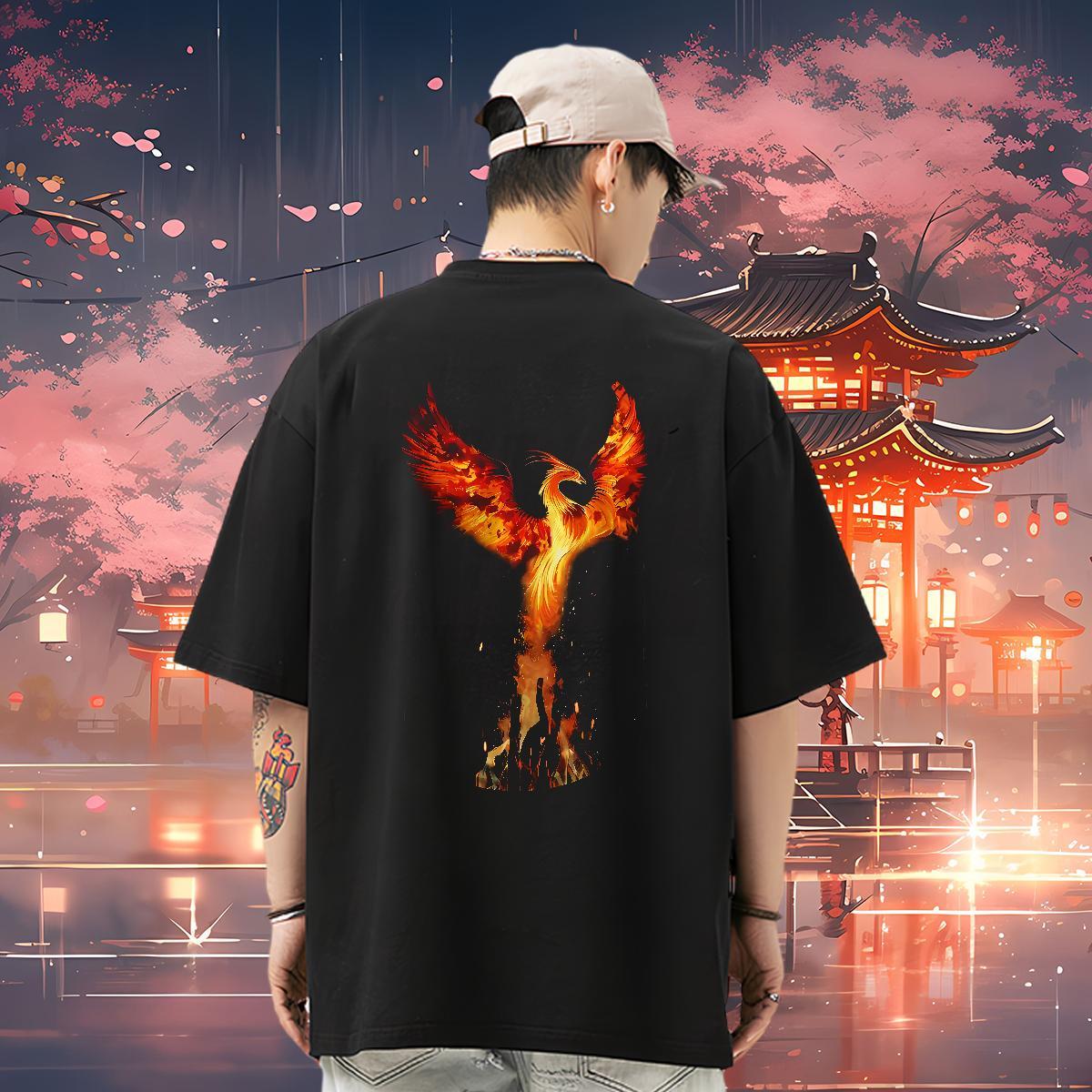 Fashion Tshirts bird Hip Hop Street 230g Pure Cotton Top Tees Breathable Short Sleeve High Quality T Shirts Men Customized Print