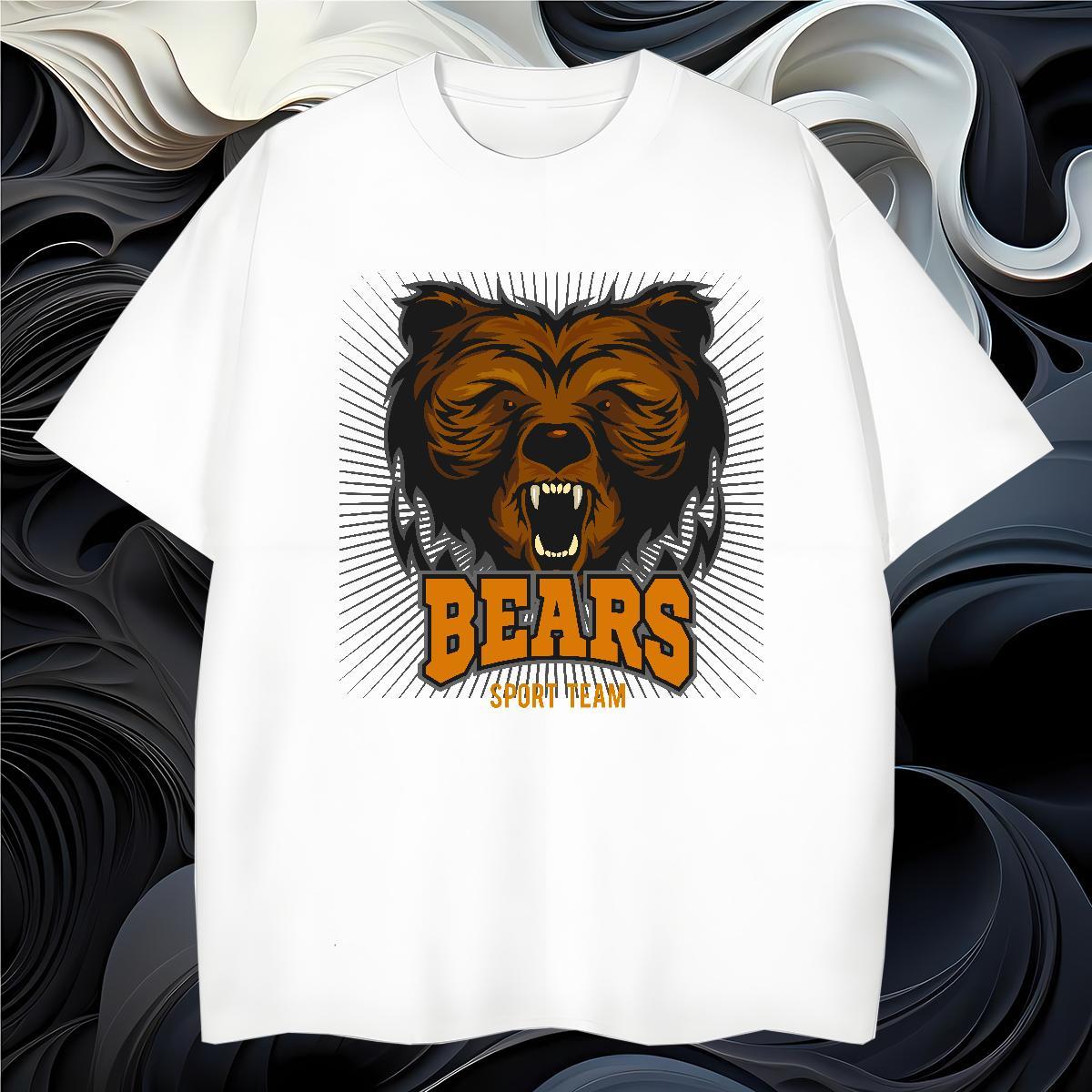 High Quality T shirt bear Short Sleeve Soft Casual DIY Logo Oversized 230g Cotton Men Tops Tees Custom Clothes