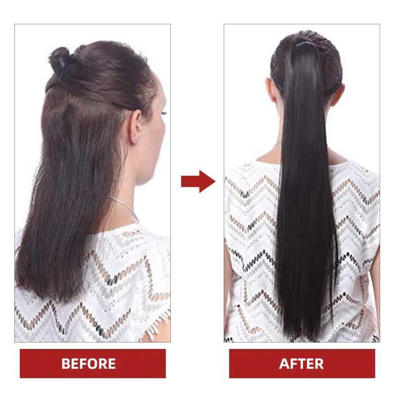 120g ponytail human hair machine Remy straight European ponytail hair clip 100% natural hair clip W240817