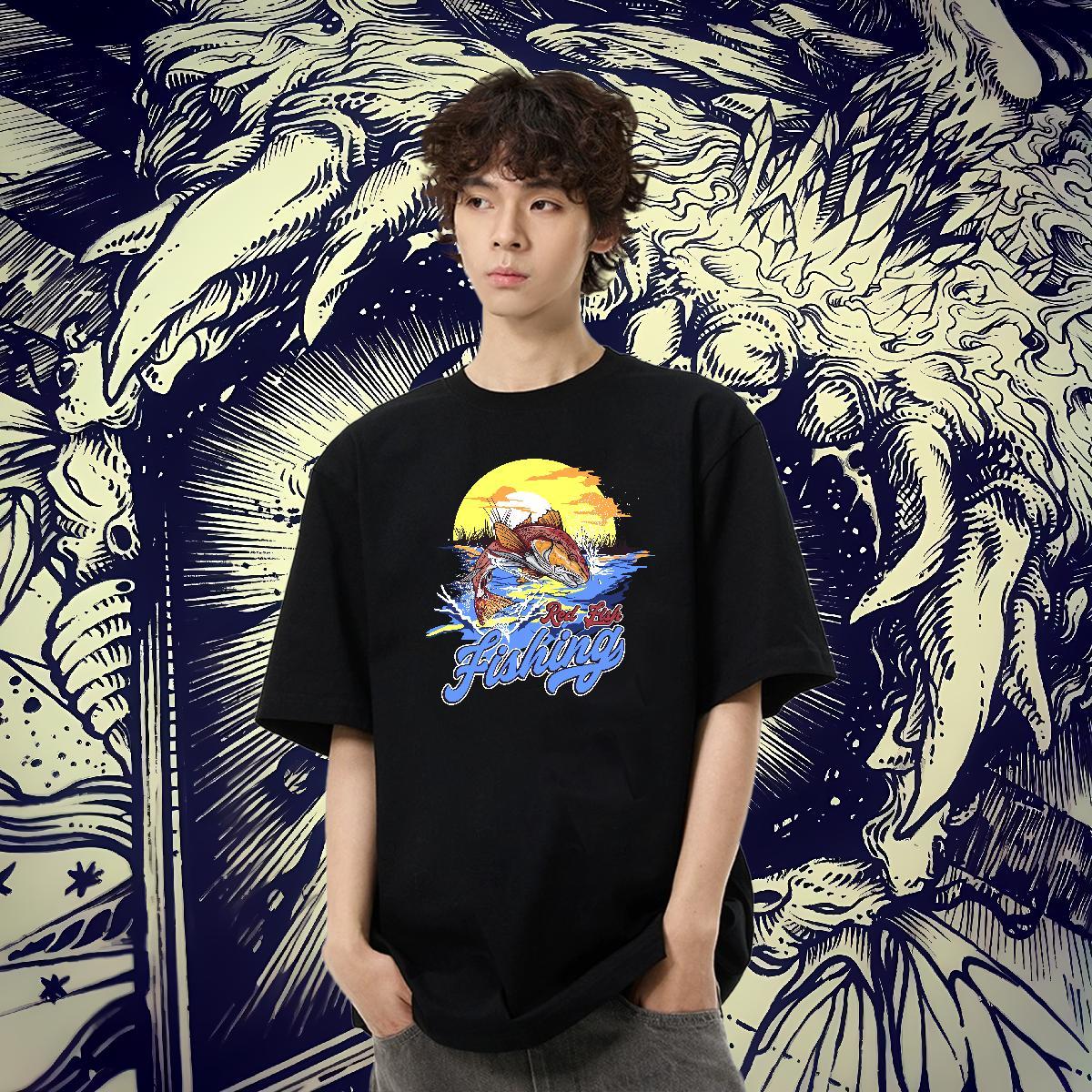 TOP Quality Couples T Shirts Street 230g Pure Cotton Plus Size Custom Breathable shark T-Shirts Factory Direct Tops Shirt