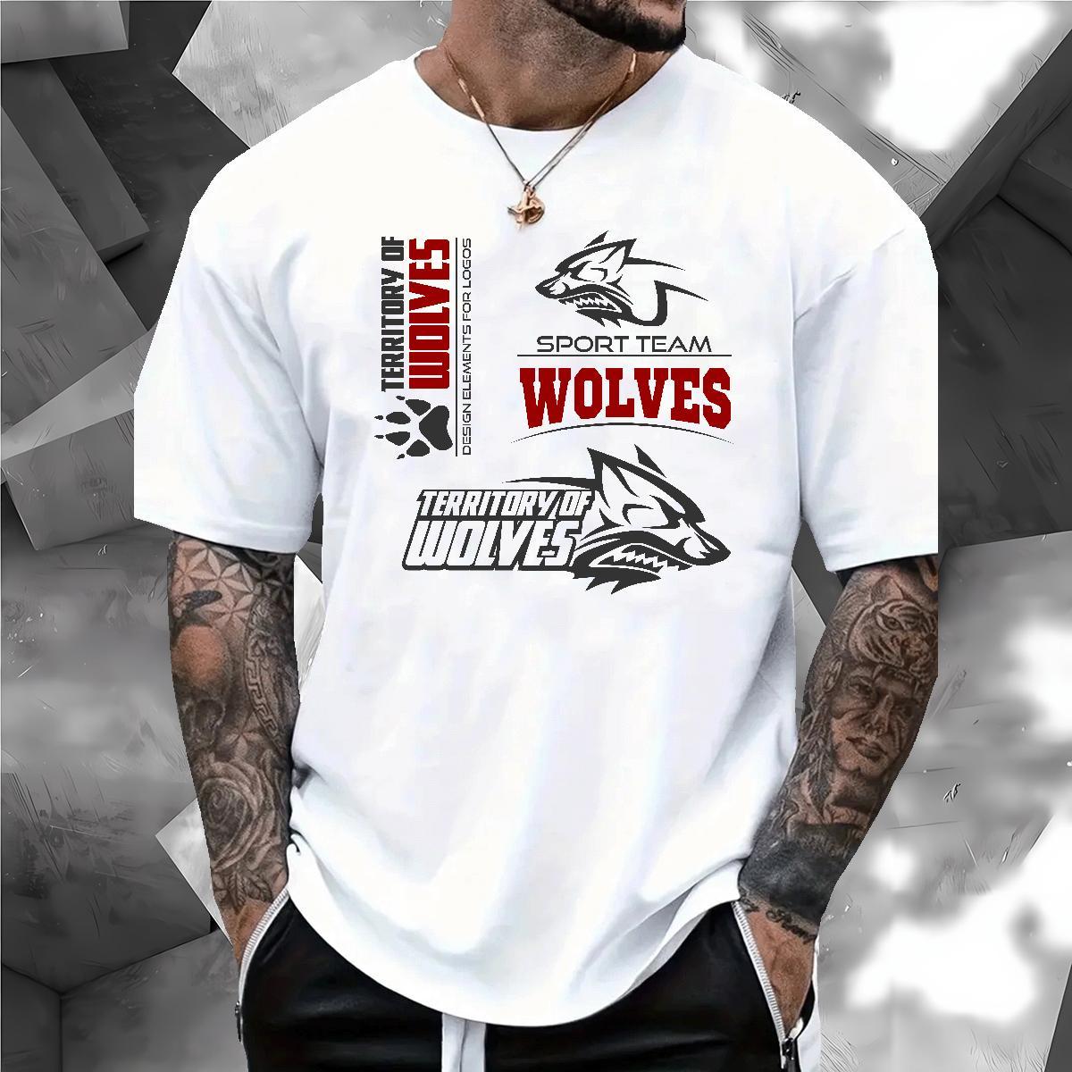 Popular T Shirts Men wolf Breathable Short Sleeve Daily Wear Custom Big Size 230g Pure Cotton Couples T Shirts Fashion Tshirts