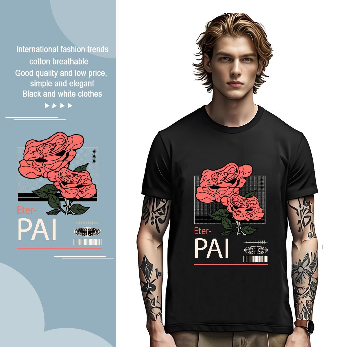 Wholesale flower 230g Pure Cotton Men Tees Casual Daily Wear Breathable Soft T-Shirts Designer Cartoon Printing L-4XL Tops Tees