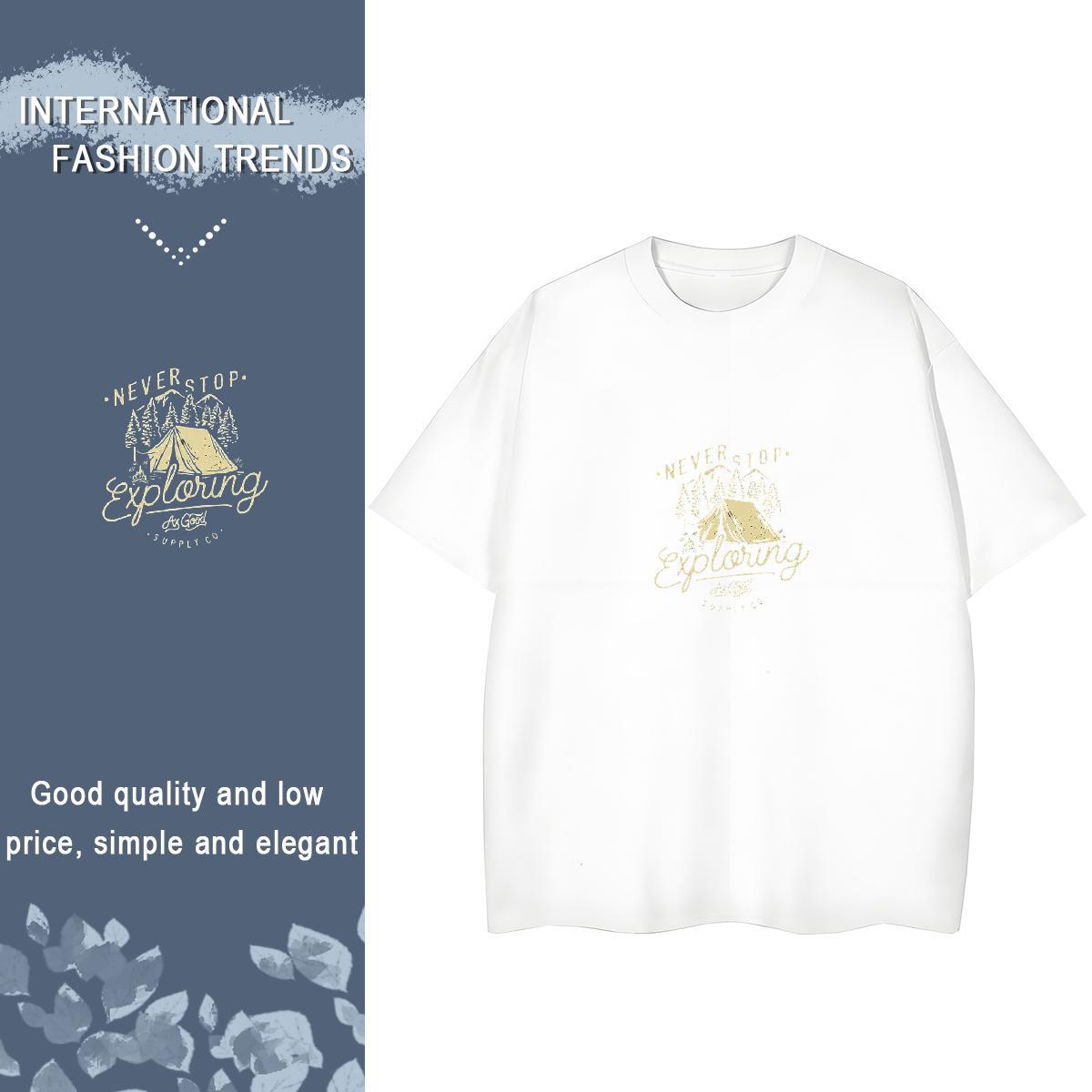 Fashion Casual Women Tees Sports Street Wear Short sleeve Soft Tops Loose 100% Cotton 230g beach DIY Anime T-Shirts for Women