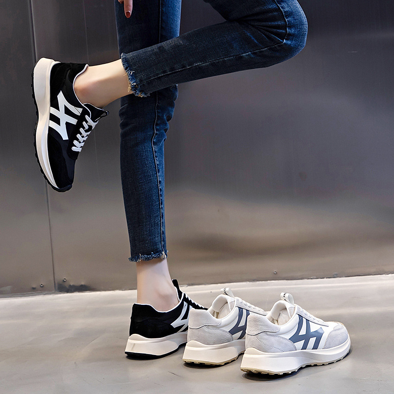 Ddmysports Sports Women In Autumn New Forrest Gump Casual Flat Bottomed Genuine Leather For Running Shallow Mouthed Dad Shoes Trend OUTDOOR