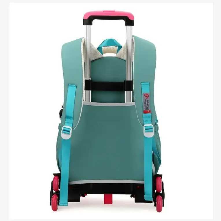 primary child school backpack with trolley cart kids student Backpack with wheels for girls children detachable rolling backpack Y240820