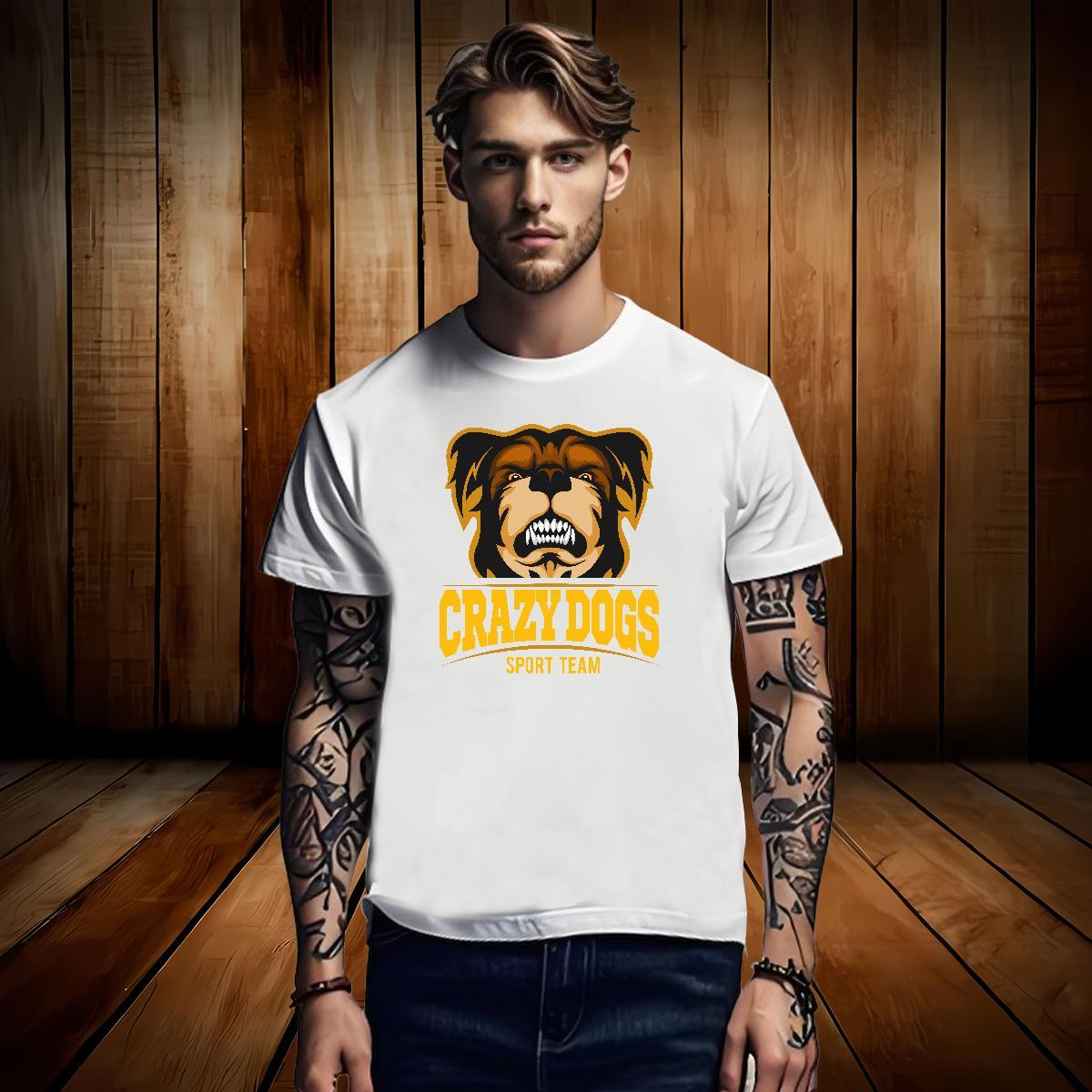 Fashion Design Couples T Shirts crazy dog Sports Casual 230g Cotton Polos Breathable Short Sleeve Loose Fit Mens T Shirts Custom Printed