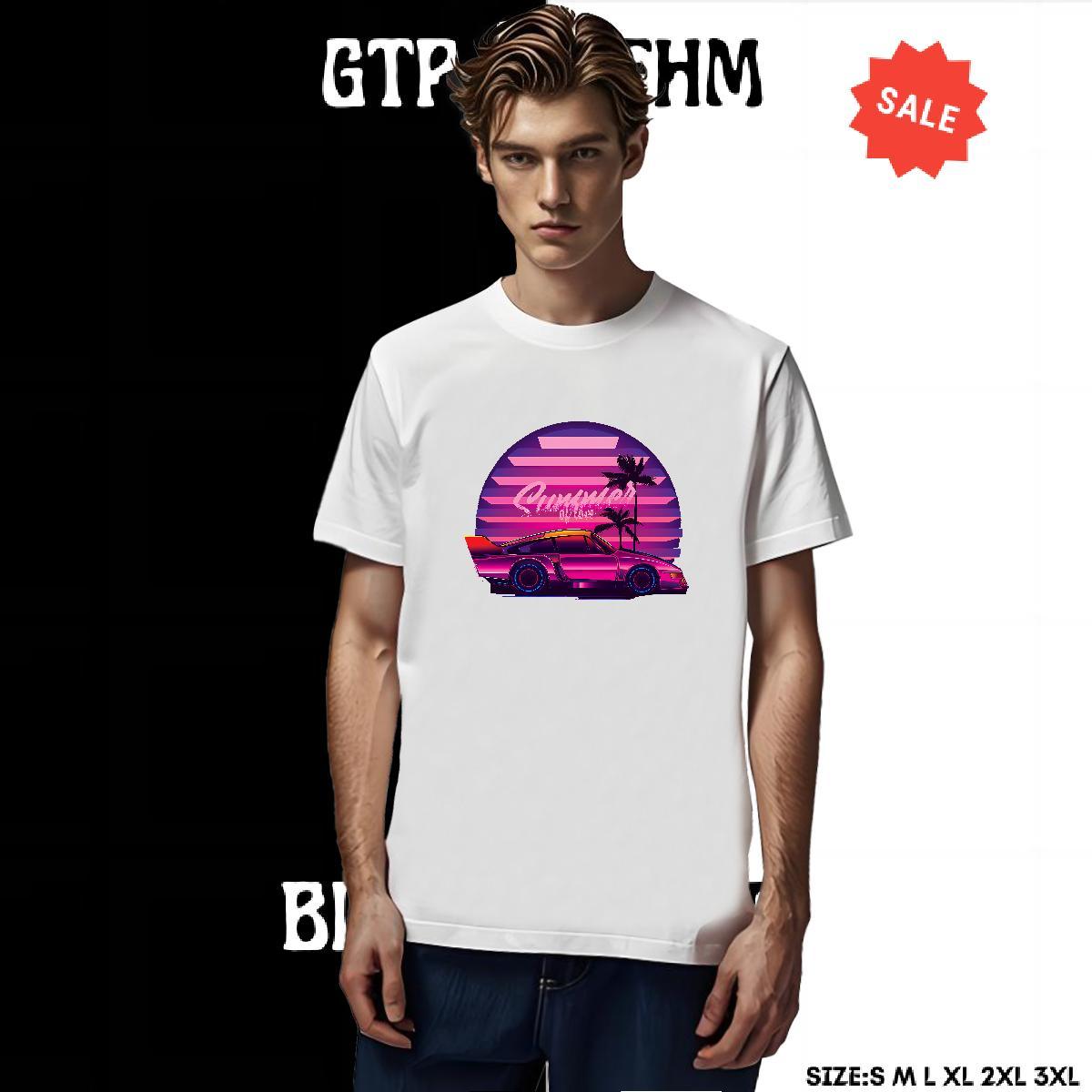 Popular Mens Tshirts Casual 230g Cotton Asian Size Breathable Crew Neck car T Shirt For Man Casual New Clothings
