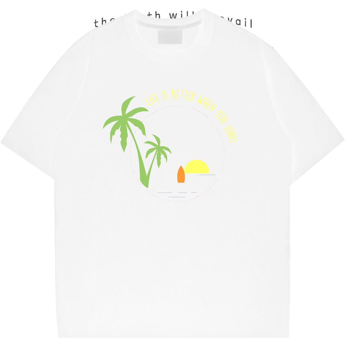 Cool sea 230g 100% Cotton Men Tees Spring Summer Round Neck Short Sleeve Man T Shirts Fashion Skull Tops Tees