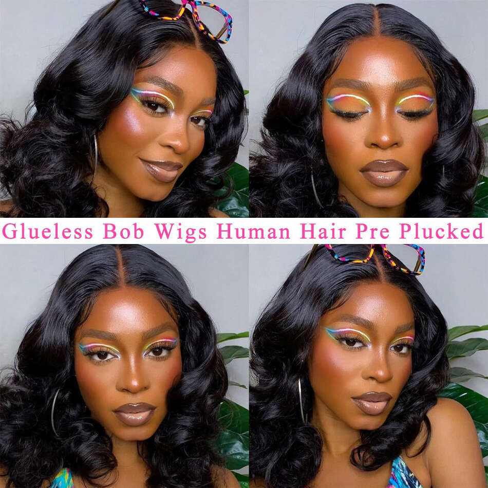 Glueless Bob Wig 13X4 Peruvian Body Wave Front Natural Color Preplucked Human Hair Lace Wigs For Black Women