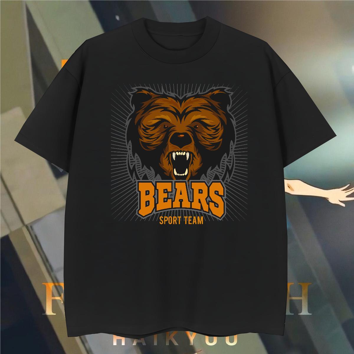 Man T Shirts 100% Cotton 230g bear High Street Hip Hop Breathable Short Sleeve Asian Size Men Clothes T-Shirt Stylist Cool Design Polos