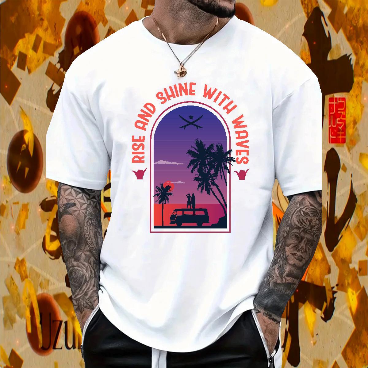 Soft Men Tshirts Hip Hop 230g Cotton Customized Print Pure Cotton beach T Shirts Men New Clothes