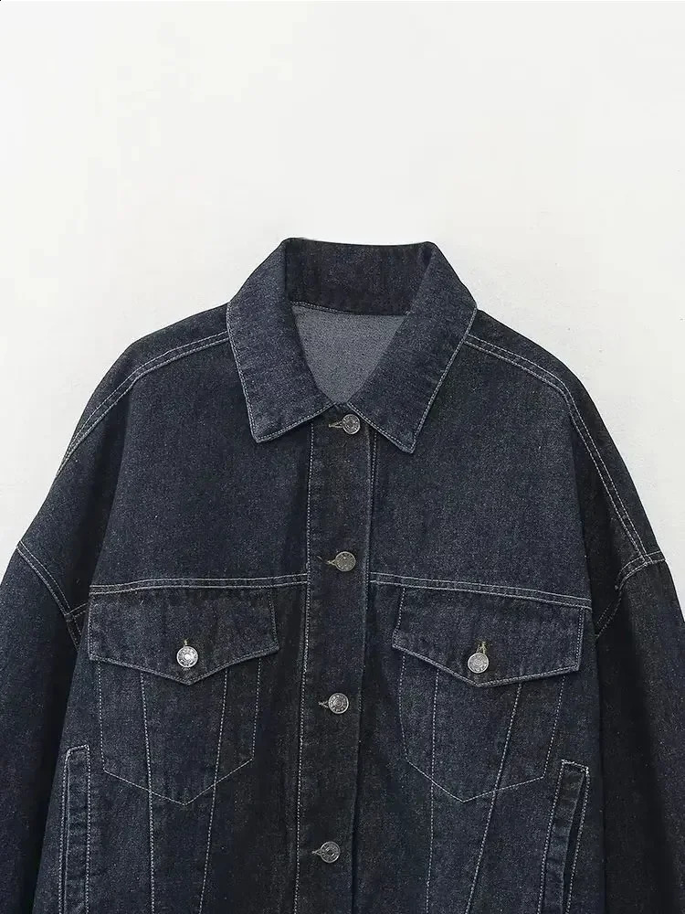Autumn Women Fashion Loose Short Denim Jacket Draped Wide-leg Jean 2 Piece Set Suit
