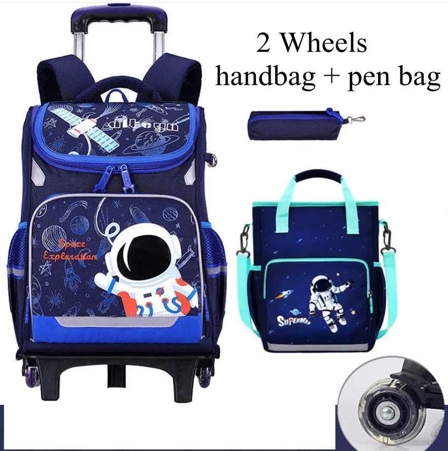 School bag with wheels for boys Primary School Rolling Trolley Bags Kids Daypack Knapsack Rucksack Carry-on Luggage with Wheels Y240820