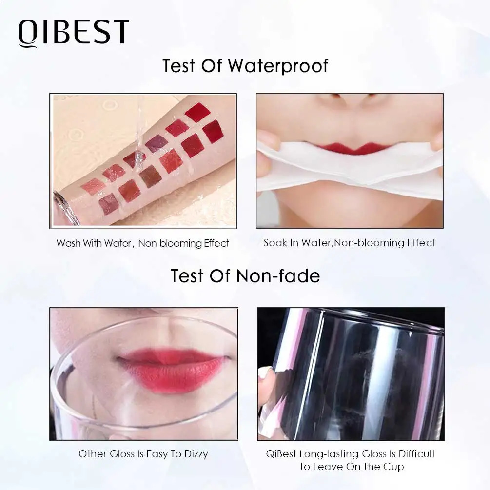 QI Matte Liquid Lipstick Waterproof Long Lasting Lip Gloss Velvet Mate Nude Red Tint Tube Lipsticks Lipgloss Makeup Cosmetic 240819