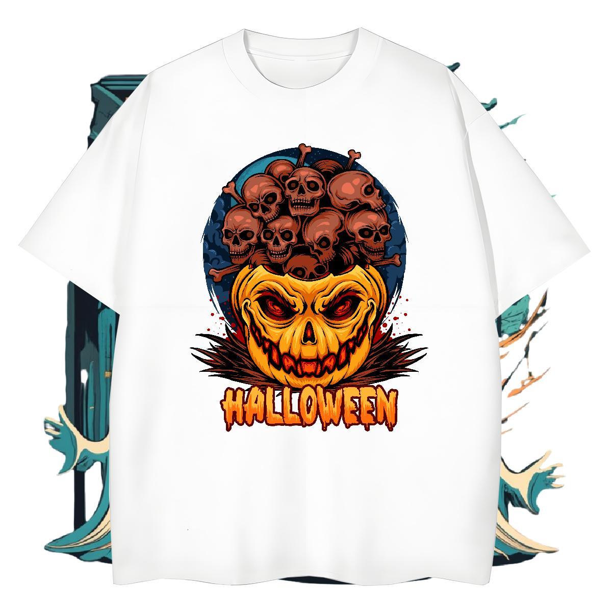 DIY pumpkin Couples T Shirts 230g Pure Cotton T Shirts Men Oversized Sports Casual Short Sleeve Soft Popular Clothes