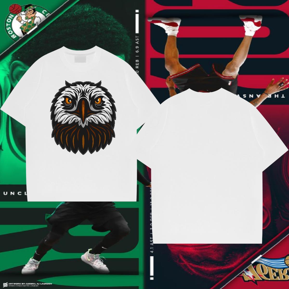 TOP Quality Man T Shirts owl Round Neck Short Sleeve Casual DIY Logo Oversized 230g 100% Cotton Men Tops Tees New Tee Shirt