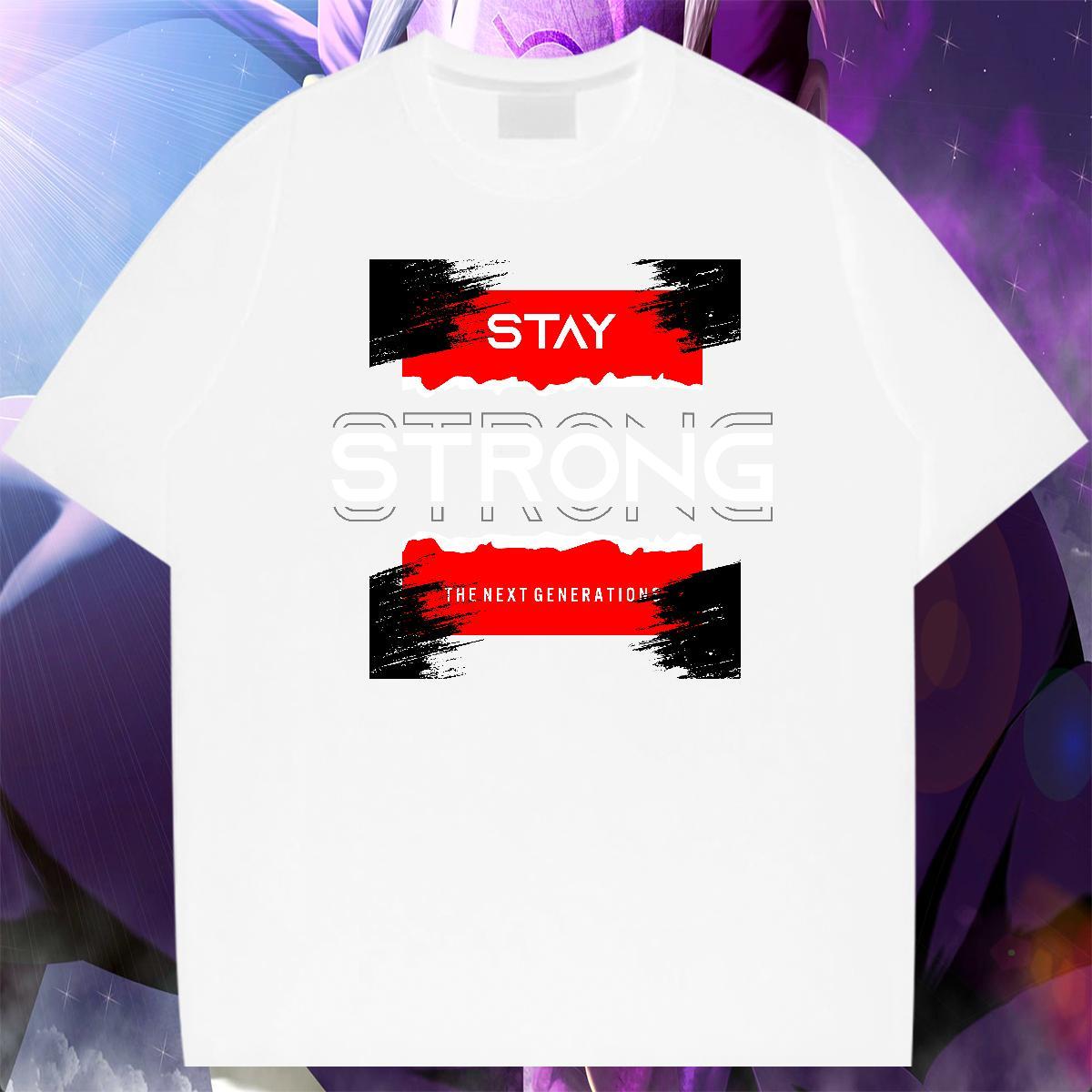 Classic Tshirts Anime Printing Street 230g 100% Cotton Custom Print Oversized Breathable Soft stay strong T shirt New Arrival Tops