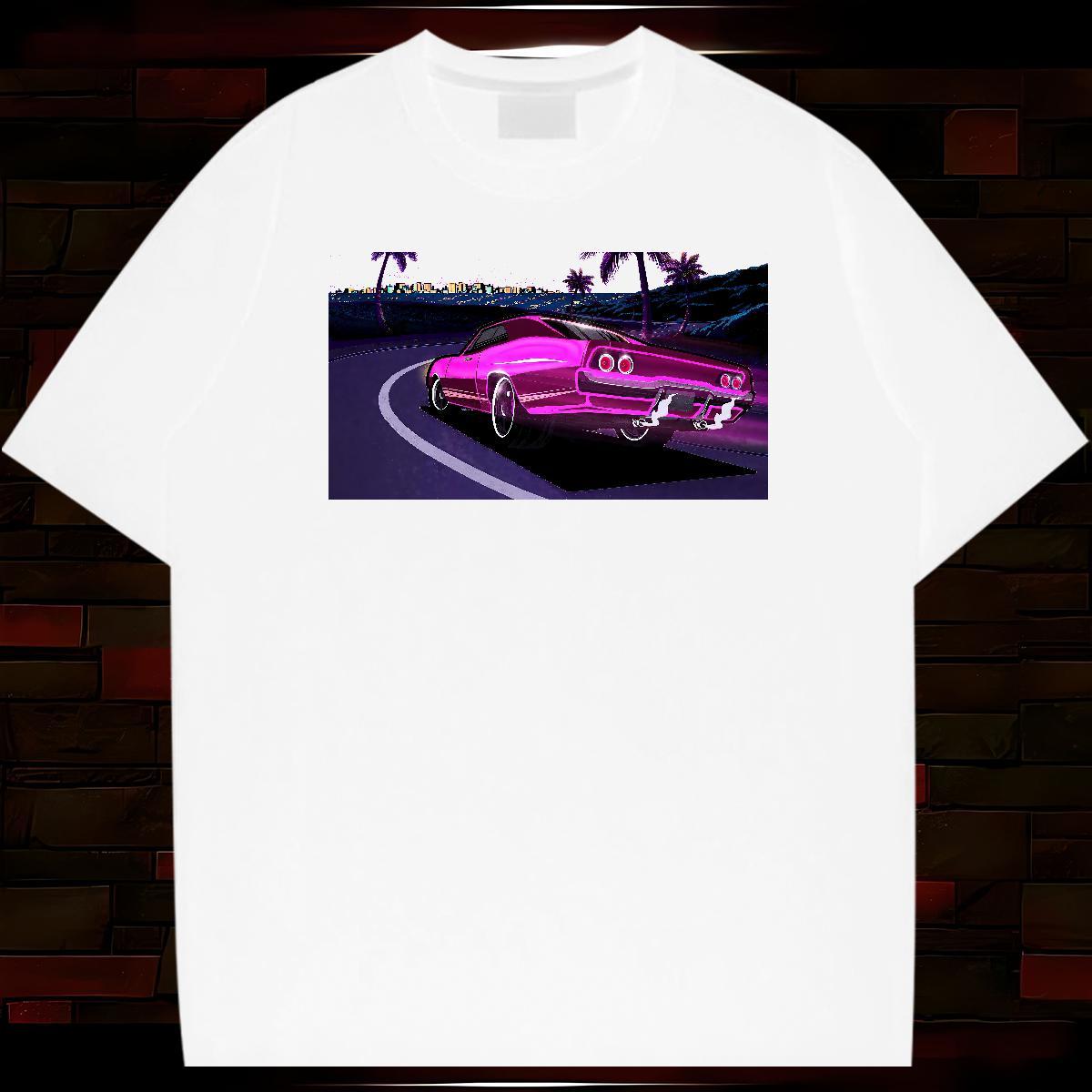 Cool car 230g Pure Cotton Mens Tshirts Hip Hop Breathable Short Sleeve Mens T Shirts Classic DIY Printed Tee Shirt