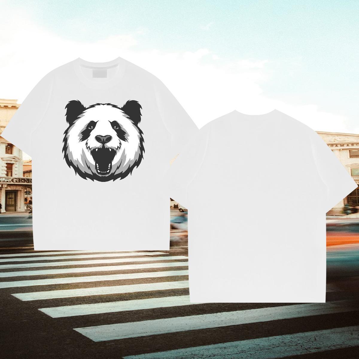 Wholesale Men T Shirts panda Breathable Short Sleeve Anime Printing Street Cartoon Print 230g 100% Cotton Couples T Shirts New Tees