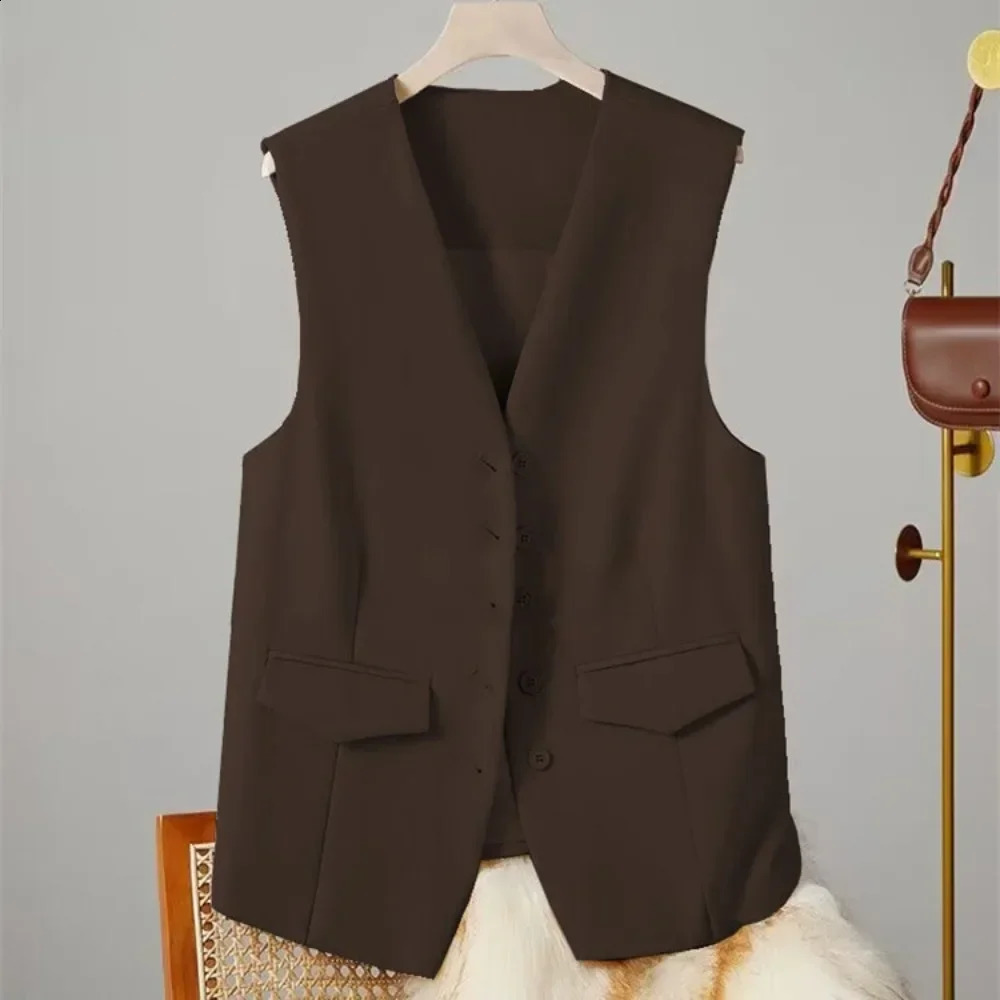 Streetwear SpringSummer Solid Sleeveless Womens Clothing Jacket Coat Fashion Retro Elegant Autumn 240819