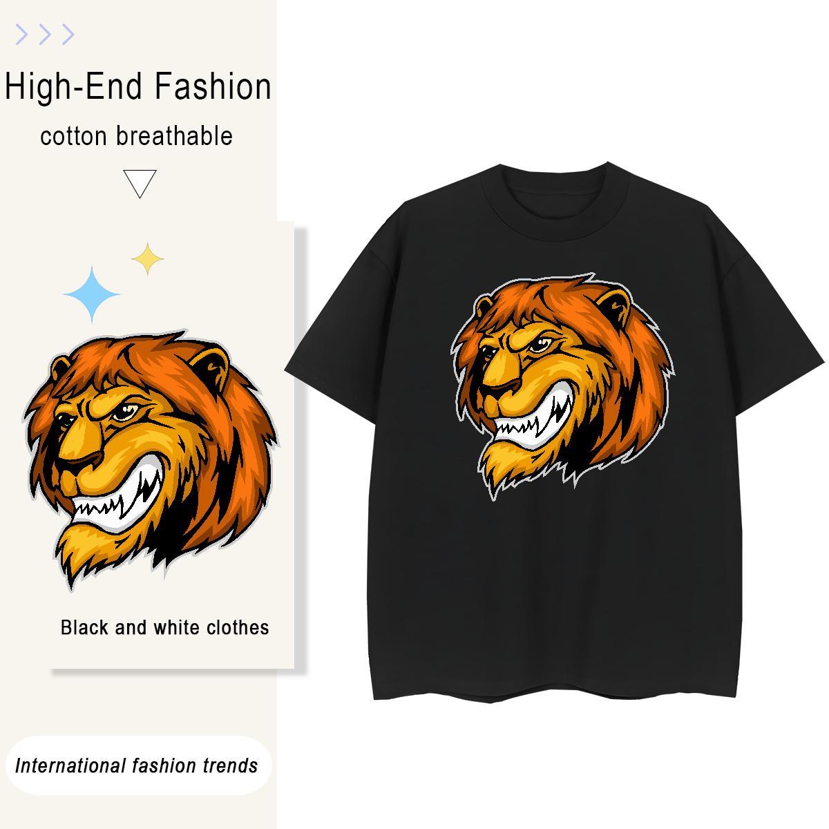 Fashion Design Mens Tshirts lion Daily Wear 100% Cotton 230g Tops Shirt Breathable Loose Fit T shirt Anime