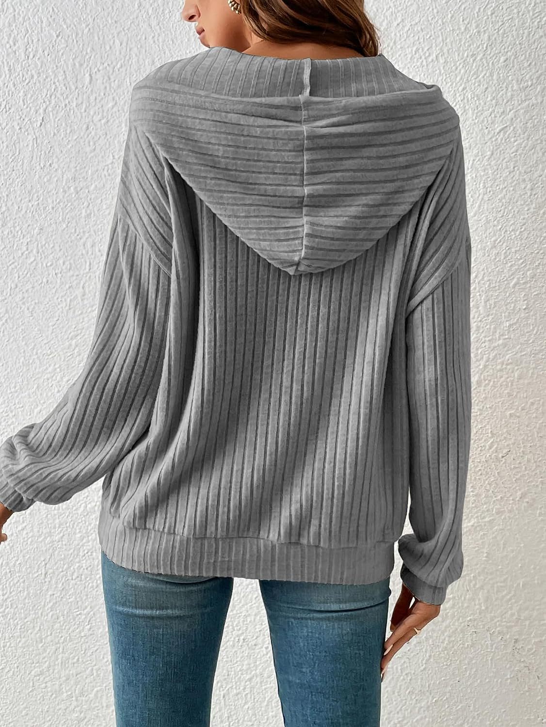 Fashionable Women's Autumn & Winter Knit Hoodie with Stand Up Collar - Loose Fit Top