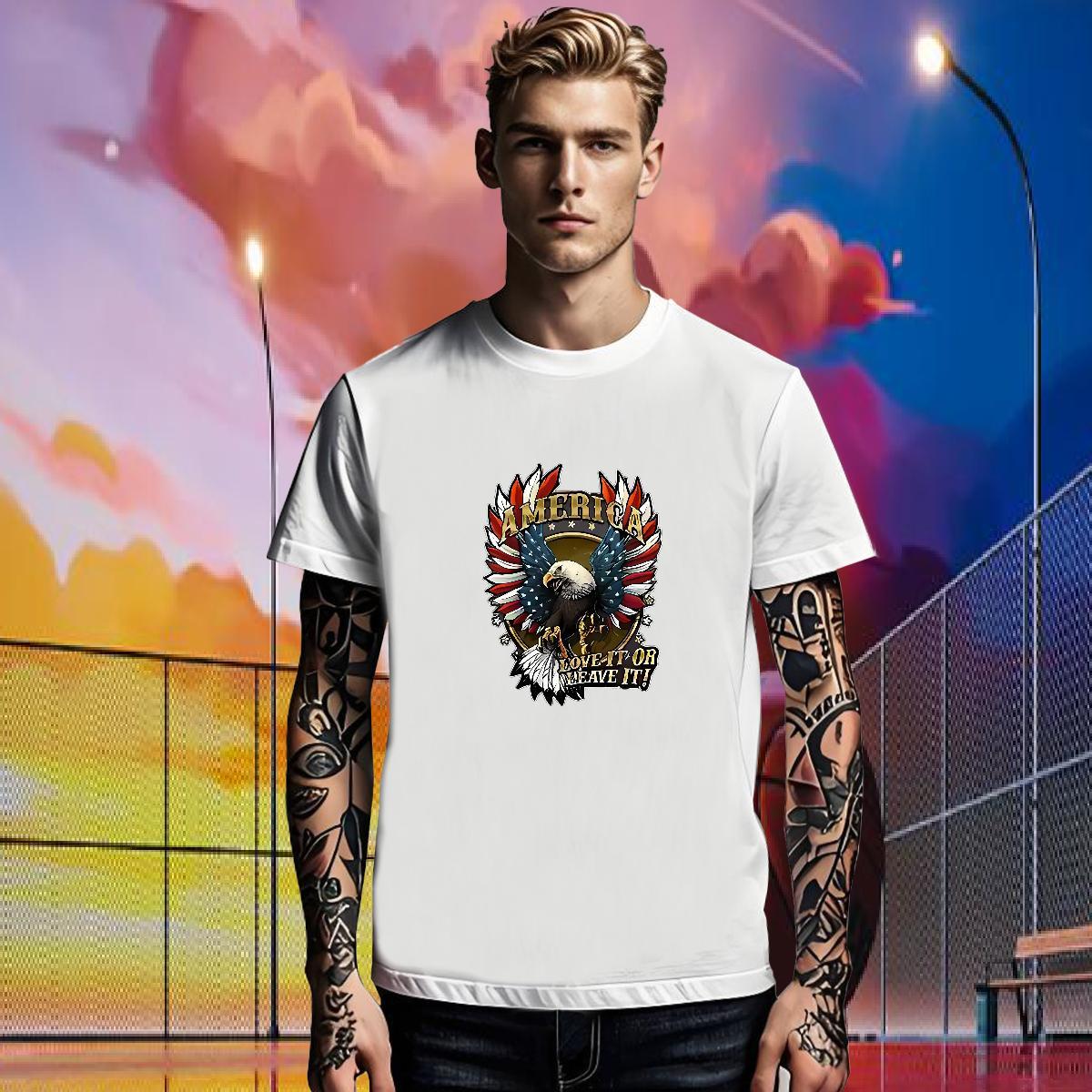 2024 Designer Men Clothes T-Shirt eagle Sport 230g Cotton Tops Tees Crew Neck Breathable TOP Quality T-Shirts White Plus Size