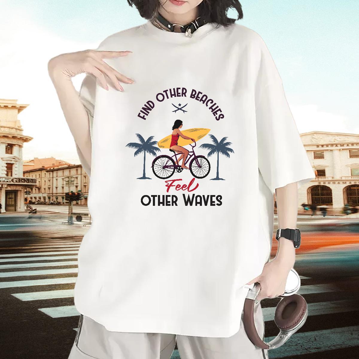2024 DIY Lady T shirt Sports Casual Breathable Clothes Designer Nice 230g Pure Cotton by bike Custom Printed T Shirt For Woman
