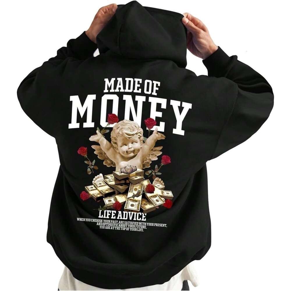 Hoodie for Mens Womens Floerns Drawstring Hoodie Long Sleeve Graphic Print Drop Shoulder Hoodies sweatshirt pullover jacket