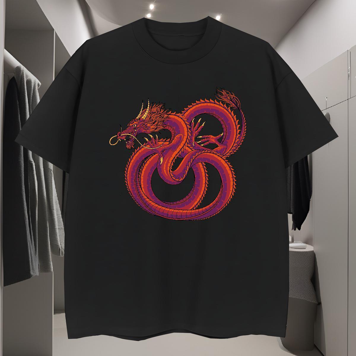T Shirts Men 100% Cotton 230g dragon Casual Beach Breathable Crew Neck DIY Printed Couples T Shirts New Designer TOP Quality Clothings